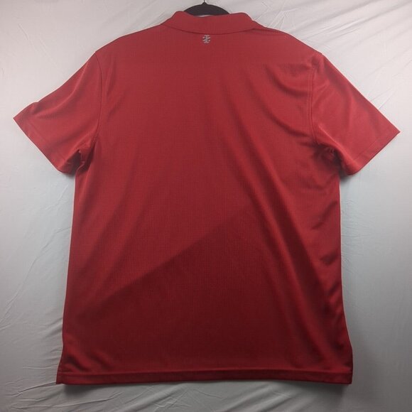 IZOD Golf Red Polo Shirt Short Sleeve Large 100% Polyester Grid Pattern Textured - Picture 2 of 11